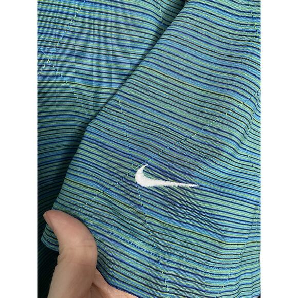 NIKE GOLF Dri Fit Mens Shirt Size XL Green Striped Logo Polo Size XL - Picture 4 of 8
